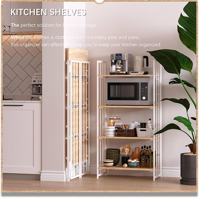 4NM No Assembly 4 Tiers Folding Bookshelf, 47.2" H Foldable Storage Shelves - Image 4