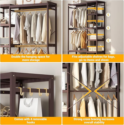 Homykic Bamboo Clothes Rack Garment Rack - Image 5