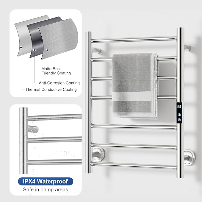 Heated Towel Rack for Bathroom Towel Warmer Racks Wall Mounted - Image 4