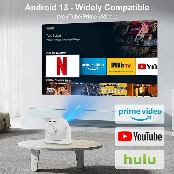 Mini Portable Projector with WiFi and Bluetooth, Built-in Apps Smart Projector - Image 3