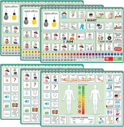 6 Pcs Communication Board for Nonverbal Adults Aphasia Colorful Picture Symbol by Eaasty