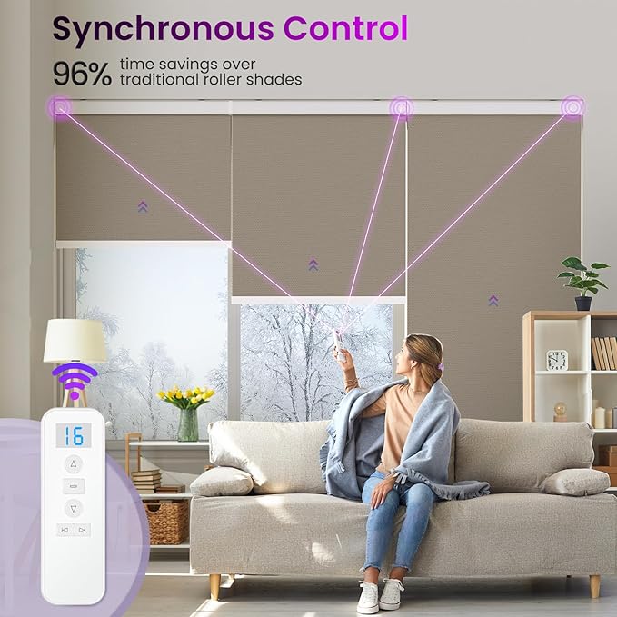 Astomi Motorized Roller Shades for Windows, Effortless Remote & Voice Control - Image 3