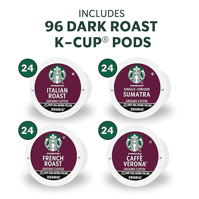 Starbucks K-Cup Coffee Pods, Dark Roast Hot or Iced Coffee, Variety Pack - Image 2