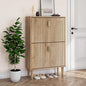 Smuxee Shoe Cabinet with 2 Flip Drawers, 23.6" Oak Hidden Shoe Storage Cabinet by Smuxee