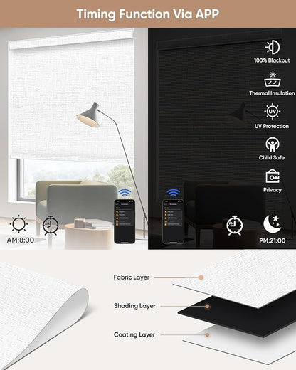 Kincmo Motorized Blinds with Remote, 100% Blackout Motorized Roller Shades Work - Image 4