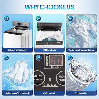 ROVSUN 30LBS Washing Machine, Full-Automatic Portable Washer - Image 6