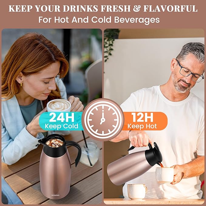 68 Oz Thermal Coffee Carafe, Stainless Steel Insulated Vacuum coffee crafts to - Image 3
