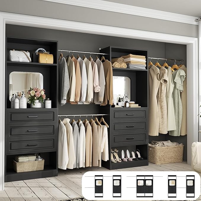 Unikito Closet System with 6 Drawers, 6-14Ft Closet Organizer with Mirror - Image 2