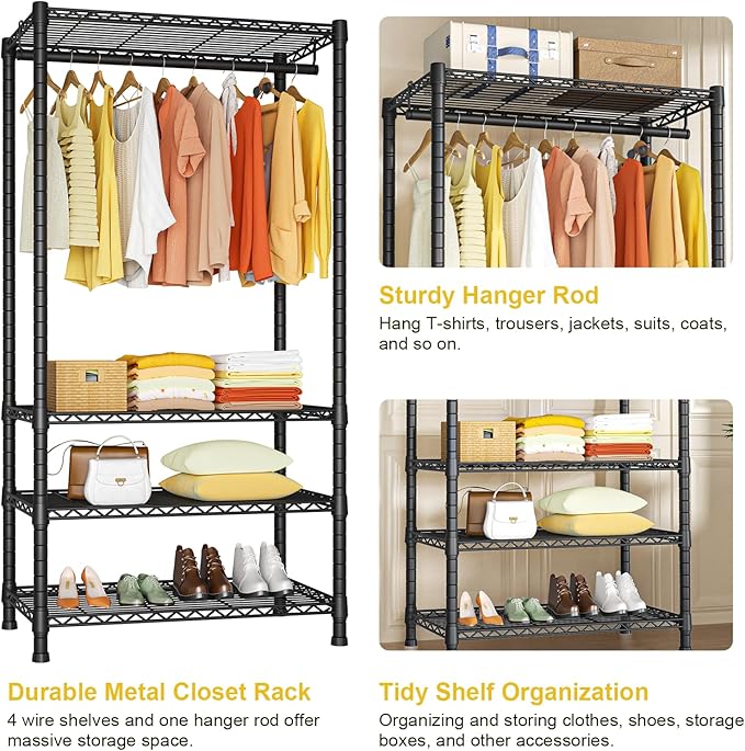 Ulif H2 Heavy Duty Clothes Rack, Freestanding 4 Tiers Garment Rack - Image 6