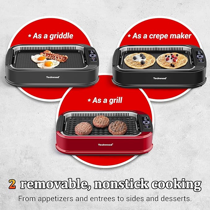 Indoor Smokeless Grill, Techwood 1500W Electric Indoor Grill - Image 4