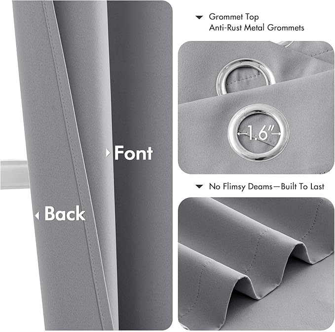 MIULEE Light Grey Blackout Curtains - Image 4