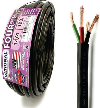 NATIONAL Wire & Cable – 14 AWG 4-Conductor Premium Copper Wire, 100 ft by NATIONALWireCable