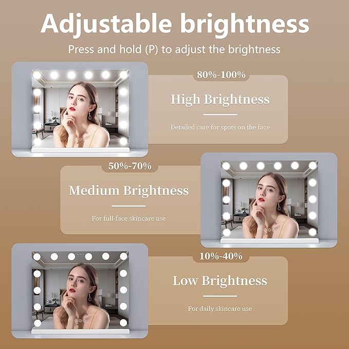 Vanity Mirror with Lights Lighted Makeup Mirror with Dimmable LED Bulbs - Image 3