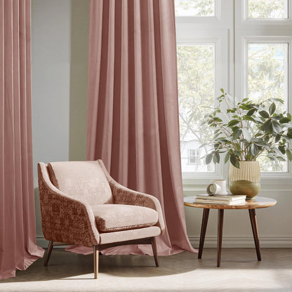 Pink Girls Bedroom Velvet Curtains 90 Inch Length 2 Panels | Romantic Blush Pink Drapes for Salon, Light Dimming Privacy Window Panels, Back Tab & Hook Belt, W52 x L90
