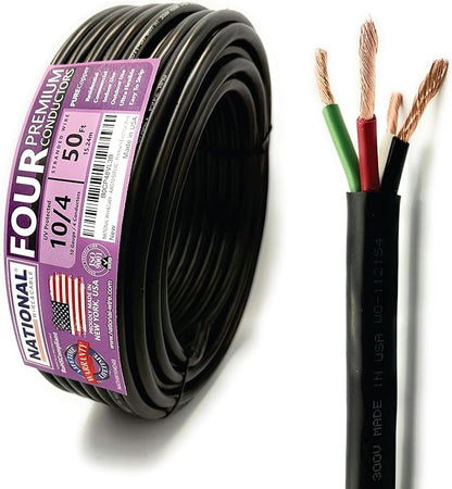 NATIONAL Wire & Cable – 10 AWG 4-Conductor Premium Copper Wire, 50 ft, Stranded by NATIONALWireCable