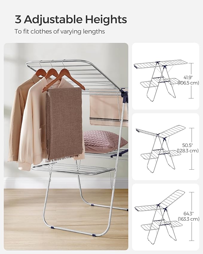 SONGMICS Clothes Drying Rack, Foldable 2-Level Laundry Drying Rack, - Image 6