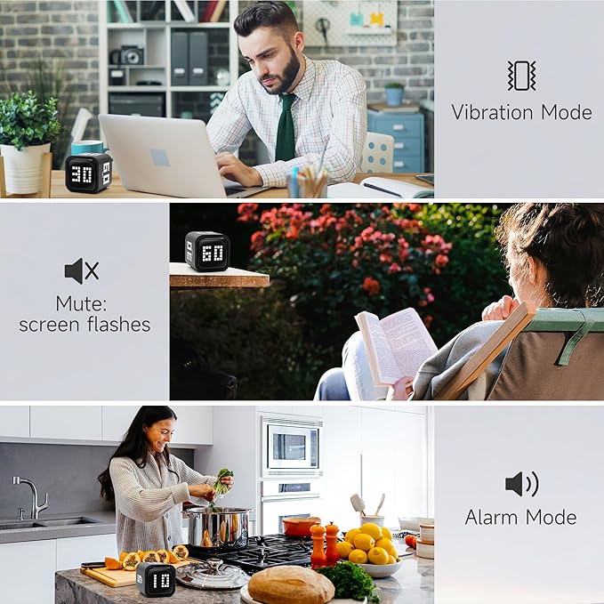 Rotating Productivity Timer 5, 60 Minutes Preset, Desk Cube w/Gravity Sensor - Image 5