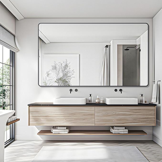 30" x 60"Bathroom Mirror, Matte Black Wall Mirror - Image 2