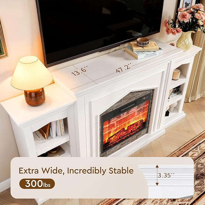 LGHM 80" Fireplace TV Stand for TVs Up to 90 Inch, Electric Fireplace - Image 8