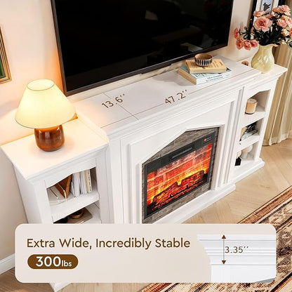 LGHM 80" Fireplace TV Stand for TVs Up to 90 Inch, Electric Fireplace - Image 8