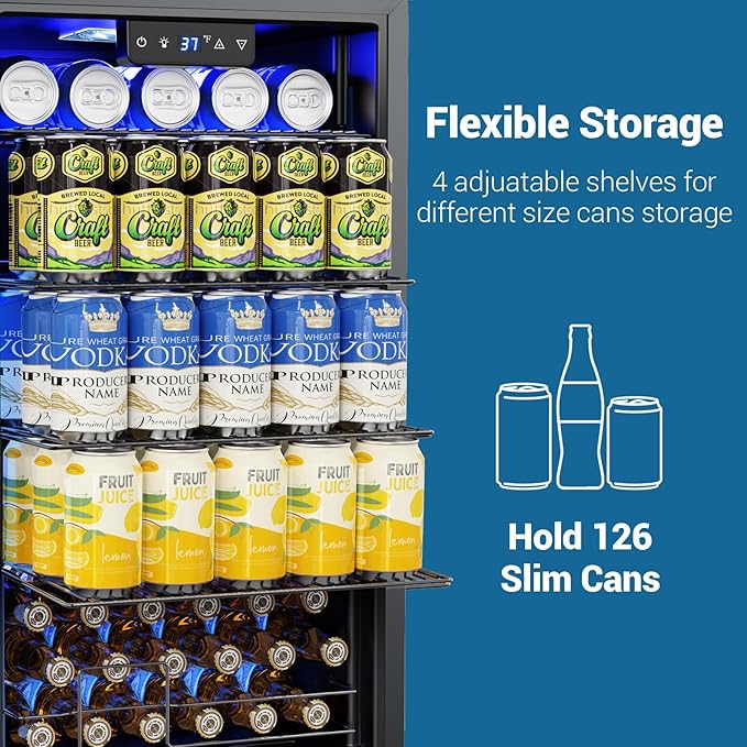 Mini Beverage Refrigerator 3.2 Cu. Ft Small Fridge 126 Can Lockable Drink Cooler - Image 5