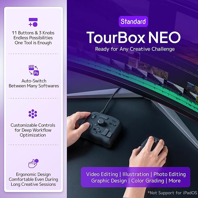 TourBox NEO - Customizable Editing Controller, Video Photo Color Grading Speed - Image 3