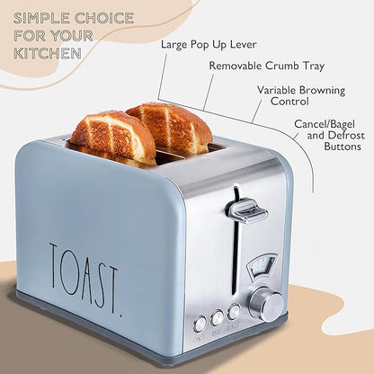 Rae Dunn Toaster, Stainless Steel 2 Slice Square Toaster, Wide Slot - Image 3