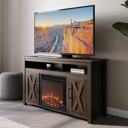 BELLEZE Modern 48" Barn Door Wood TV Stand - Image 2