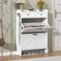Shoe Cabinet with 2 Flip Drawers & 2 Storage Drawers, Rustic Farmhouse Narrow by Thacuok