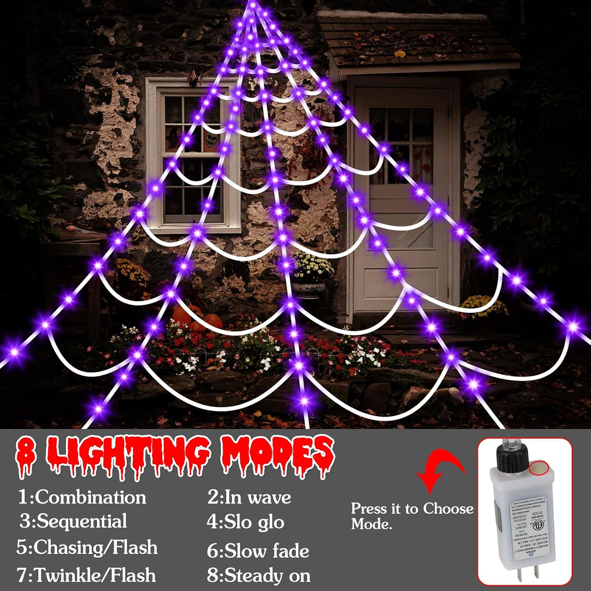 Halloween Decorations Outdoor Spider Web: Giant Light Up Spider Webs Decor