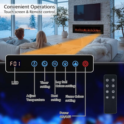 84 inches Electric Fireplace, Recessed & Wall Mounted Fireplace Heater 13 * 13 - Image 3