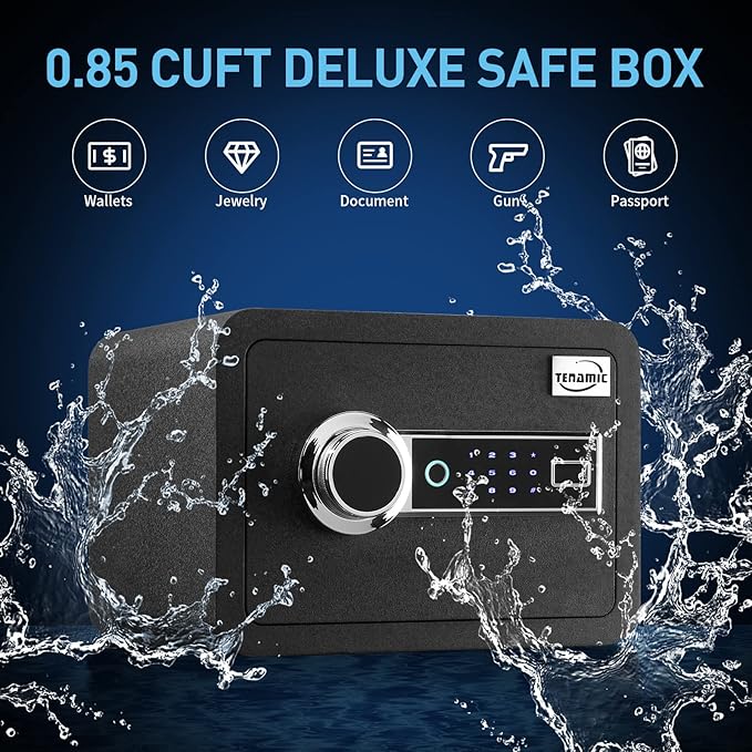 Tenamic Biometric Fingerprint Safe Box 0.85 Cubic Feet Fireproof Waterproof - Image 3