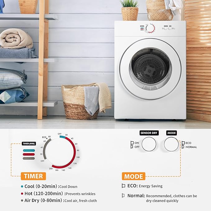 1.8 Cu.Ft. Portable Clothes Dryer, 1020W portable dryers - Image 3