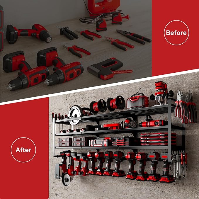 48" Large Power Tools Organizer Wall Mount, 12 Drill Holder - Image 6