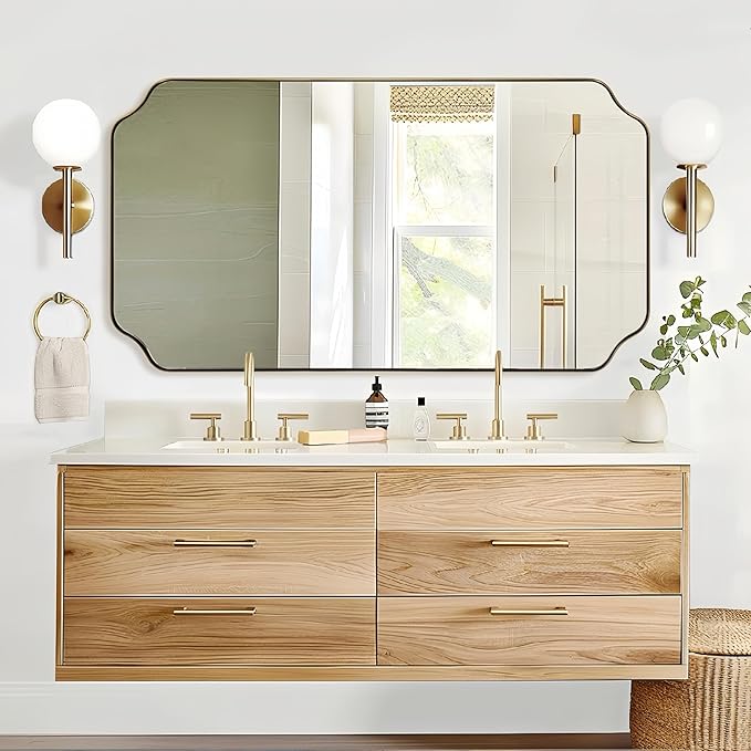 ANDY STAR 30"x55" Large Bathroom Mirror, Brushed Brass Full Length Wall Mirror by ANDYSTAR