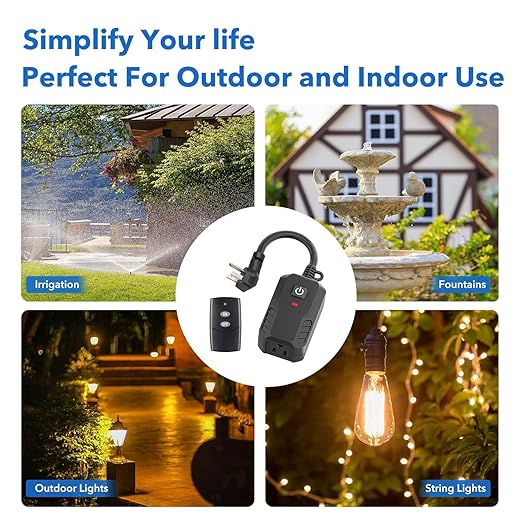 BN-LINK Outdoor Remote Control Outlet Plug Black, Indoor Wireless Outlet Switch - Image 7