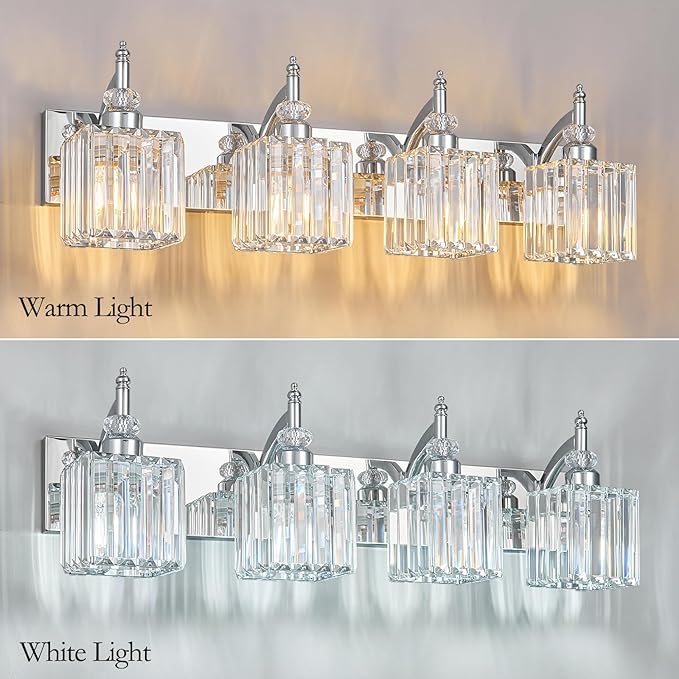 BBLLWJ Modern Bathroom Vanity Light 4-Light Chrome Crystal Light Fixtures Over - Image 2