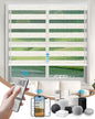 Motorized Blinds with Remote App Voice Control, Custom Zebra Shades | Ultra Quiet Electric Blinds for Windows Doors, Work with Apple Homekit, Alexa, Google Home (75% Blackout Linen White)