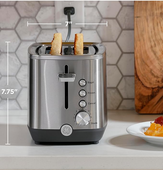 GE 2 Slice Stainless Steel Toaster, Extra Wide Slots - Image 2