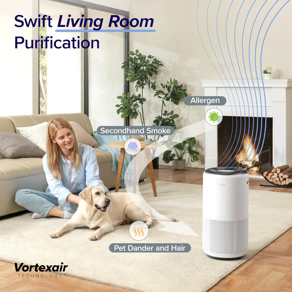 levoit smart air purifiers for home large room shown in use