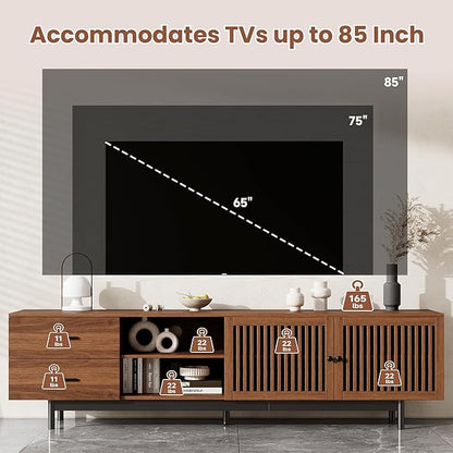 Zerberus 78” TV Stand, Mid-Century Modern TV Console Entertainment Center - Image 3