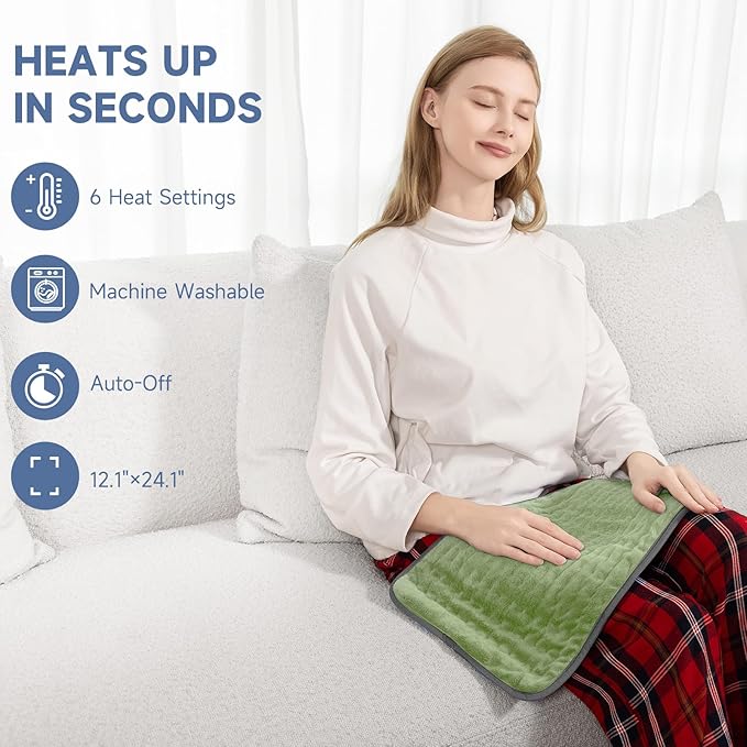 Electric Heating Pad for Pain Relief, Soft Heat Wrap for Neck, Moist/Dry Heat - Image 4