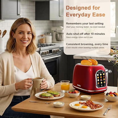 Mecity Toaster 2 Slice, Touch Screen Wide Slot Retro Toaster - Image 5