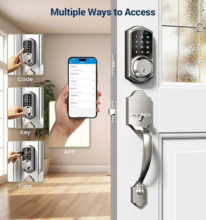 Veise VE06-H Smart Front Door Lock Set, App Control, Keyless Entry Deadbolt - Image 2