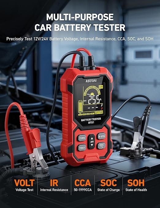 AstroAI Car Battery Tester, 12V/24V Digital Automotive Meter Diagnostic Tool - Image 2