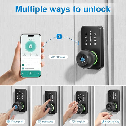 Smart Door Lock with Knob, LinkThai Keyless Entry Fingerprint Lock with - Image 3