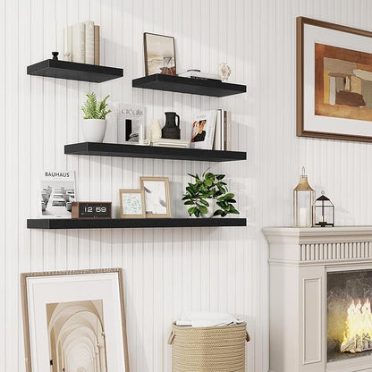 24in Floating Shelves for Wall, 2 Pack Long Wall Mounted Engineered Wood Shelves - Image 2