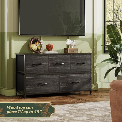 WLIVE Dresser for Bedroom with 5 Drawers, Wide Chest of Drawers, Fabric Dresser - Image 4