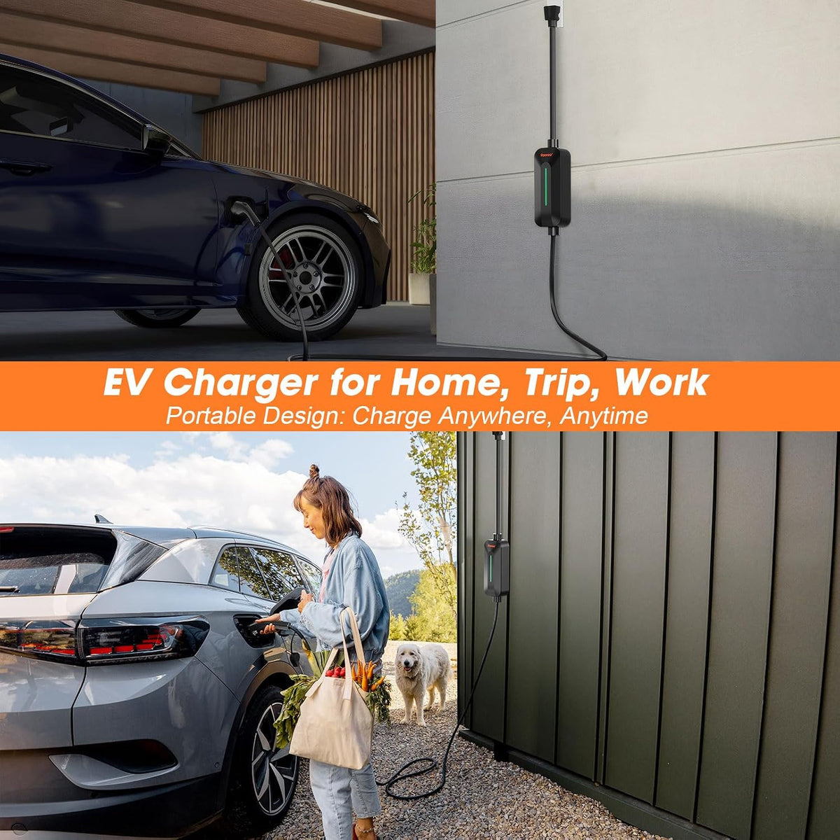 Romaa 16A Portable EV Charger Level 1, J1772 Charger, NEMA 6-20 Plug