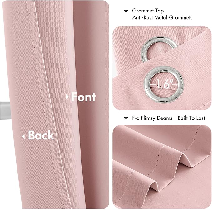 MIULEE Baby Pink Blackout Curtains - Image 4